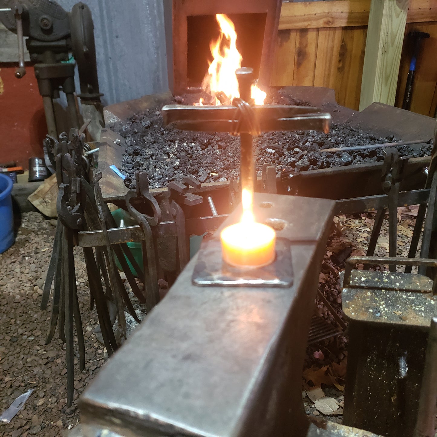Devotional candle holder cross